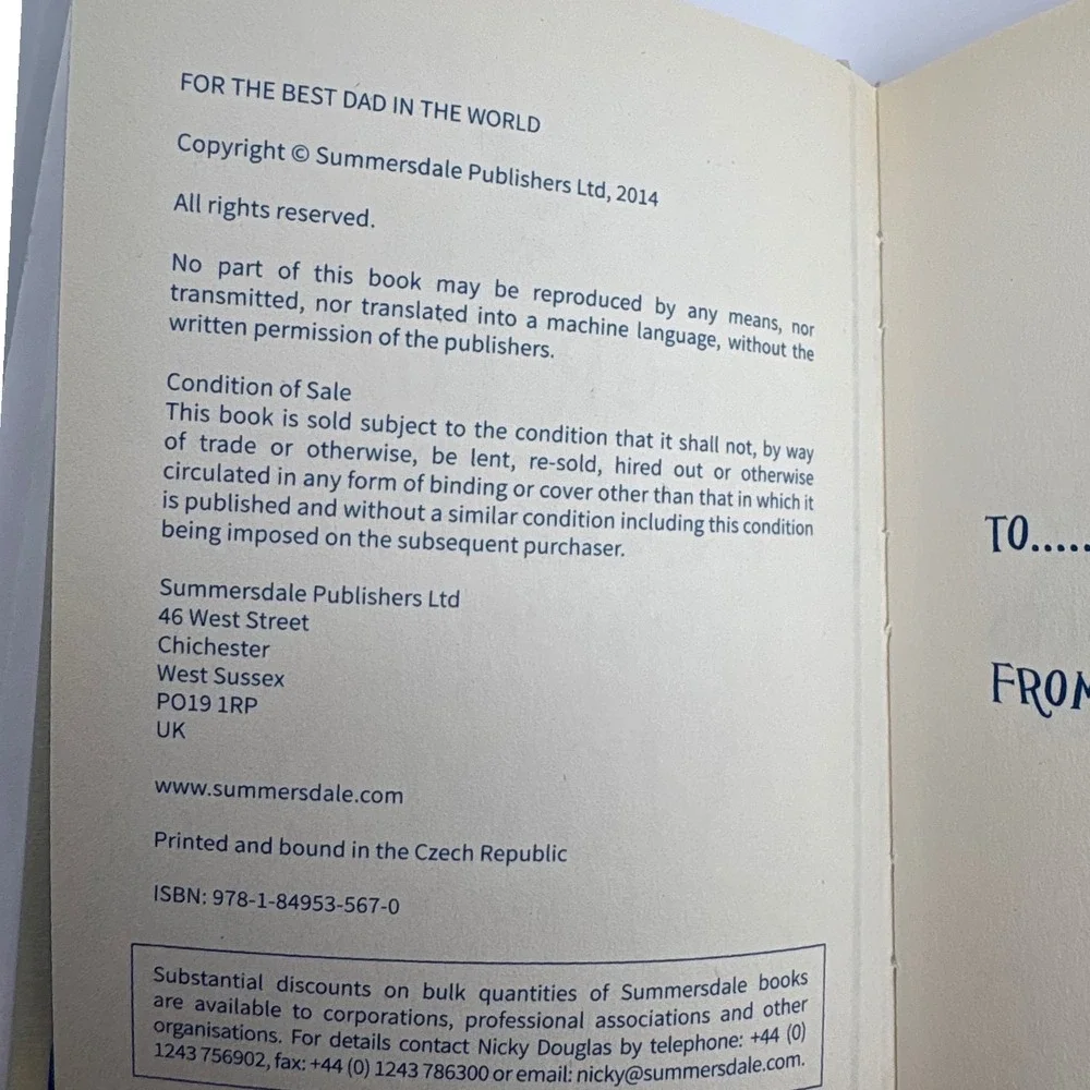 For The Best Dad‎ In The World Book Gift Blue White Quotations Father's Day